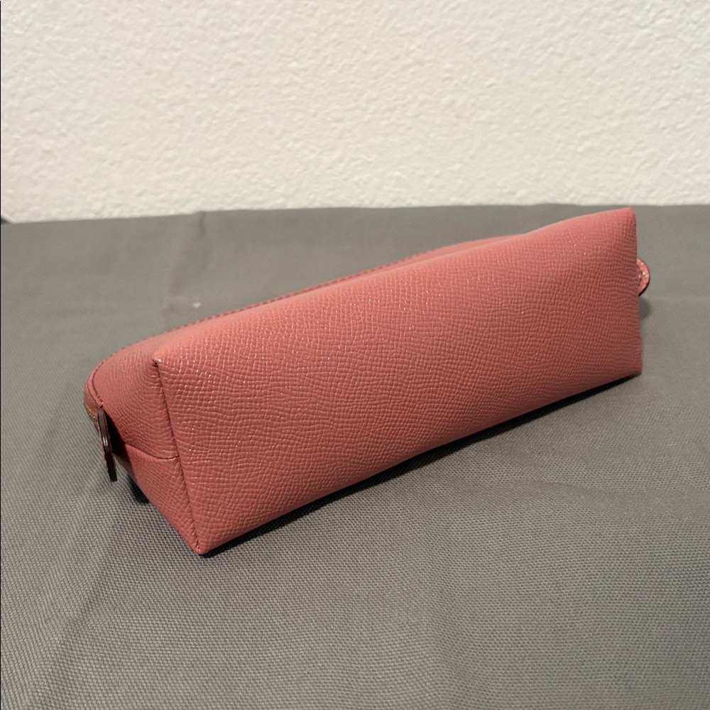 Coach Pink Shimmery Leather Cosmetic Clutch Pouch Bag - Picture 3 of 5